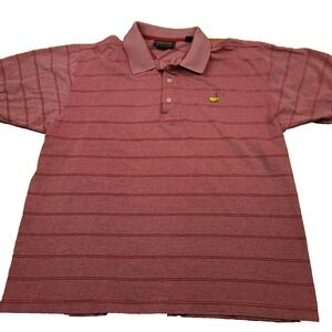 Masters Collection Mens L Polo Shirt Mercerized Cotton Striped Red Golf Augusta